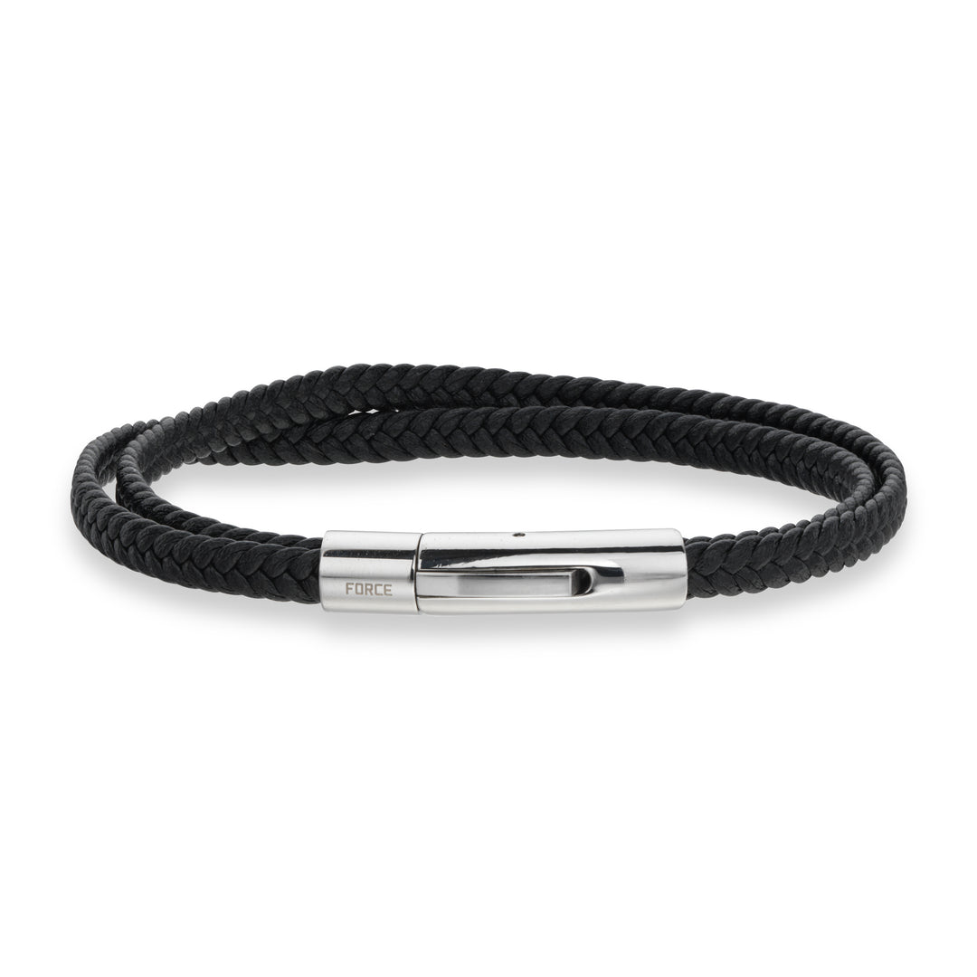Scrouples - Force Herre armbånd i flettet sort læder - 03431a