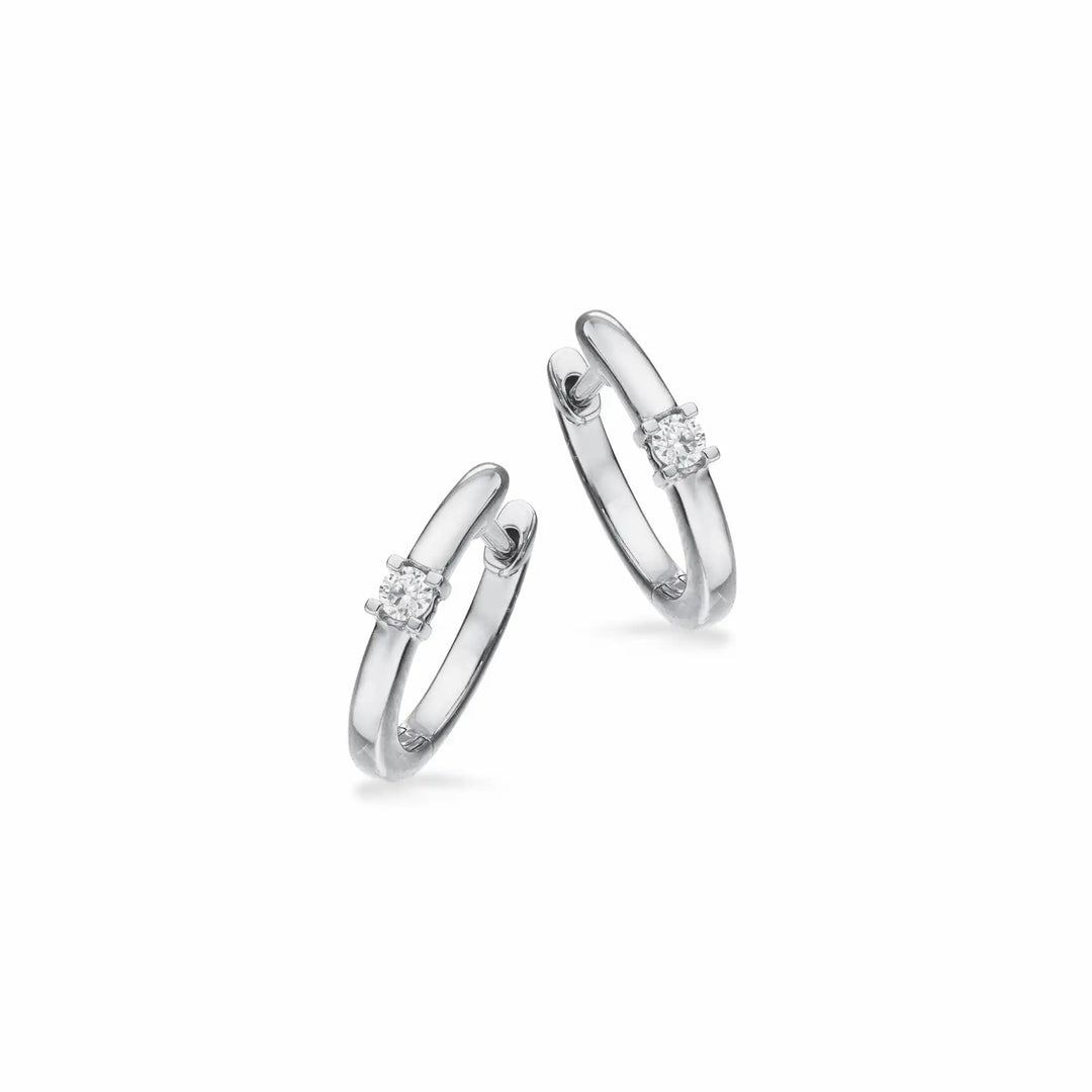 Kleopatra - 14 karat hvidguld clip creoler med diamanter, 0,07ct - 1146,07