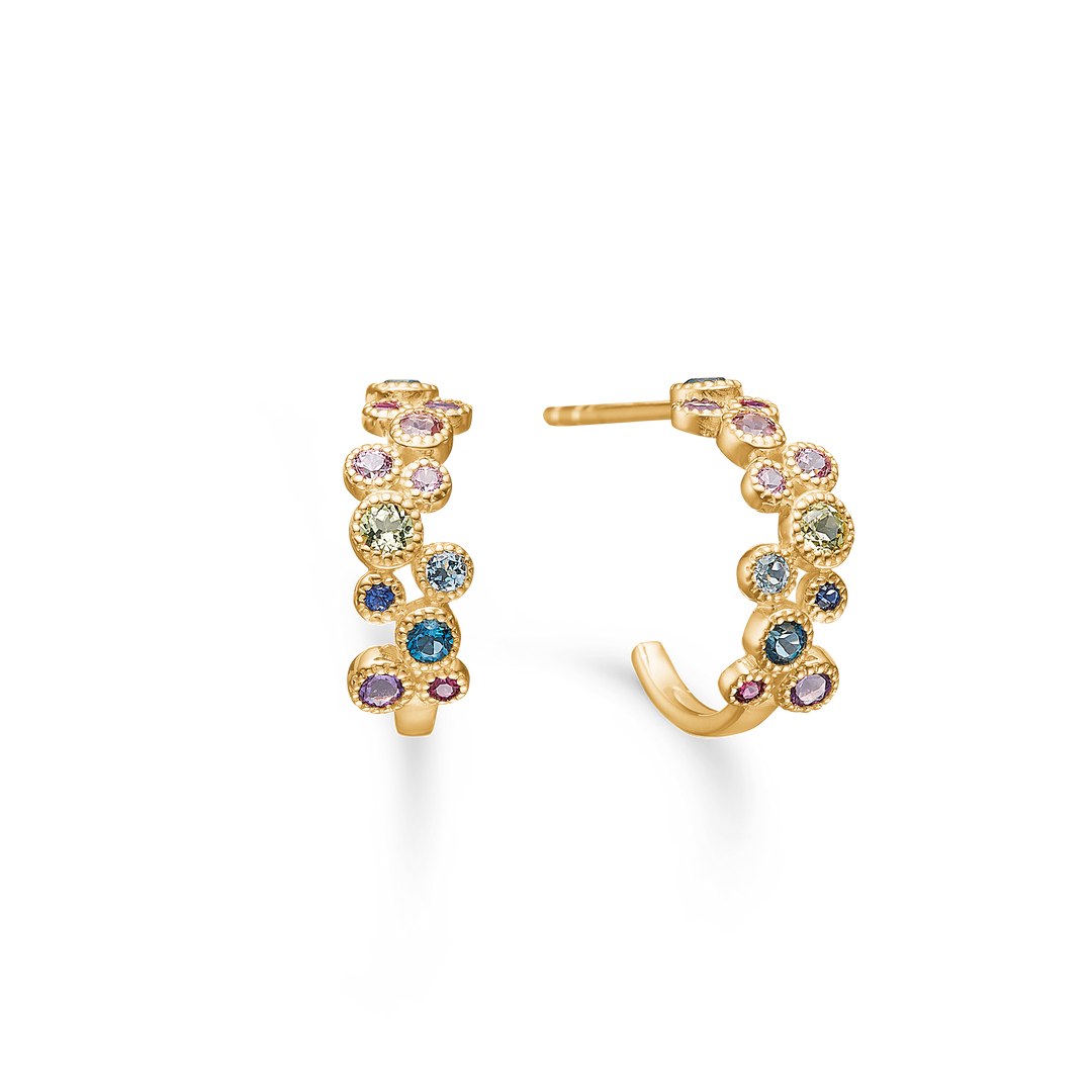Mads Z - Luxury rainbow petite creoler i 14 karat guld - 1514067