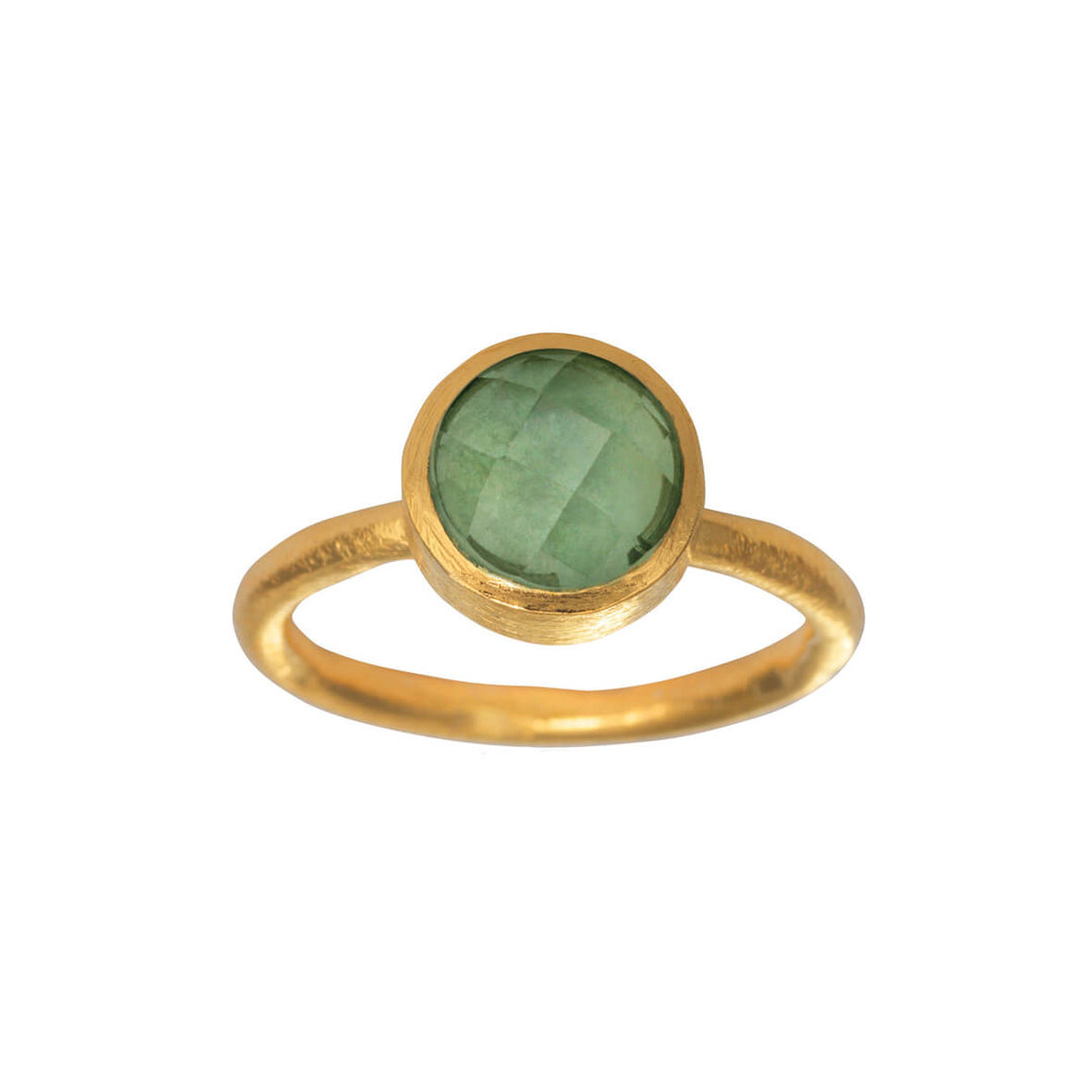 SFB - Sølv forgyldt ring med facet slebet grøn kvarts - 1659-2-107