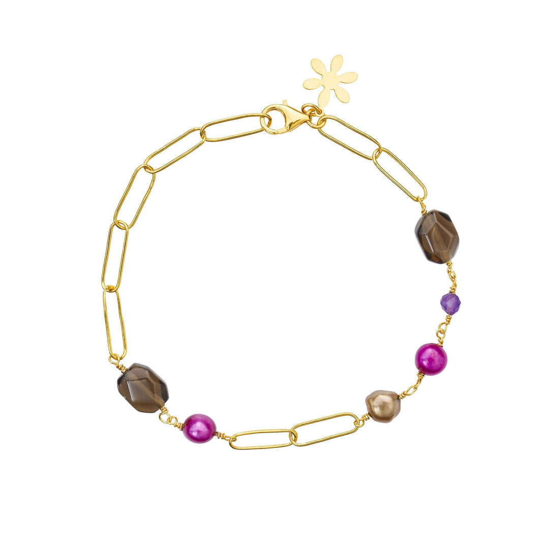 SFB - Forgyldt armbånd med sten og perler - 1888-2-20-589
