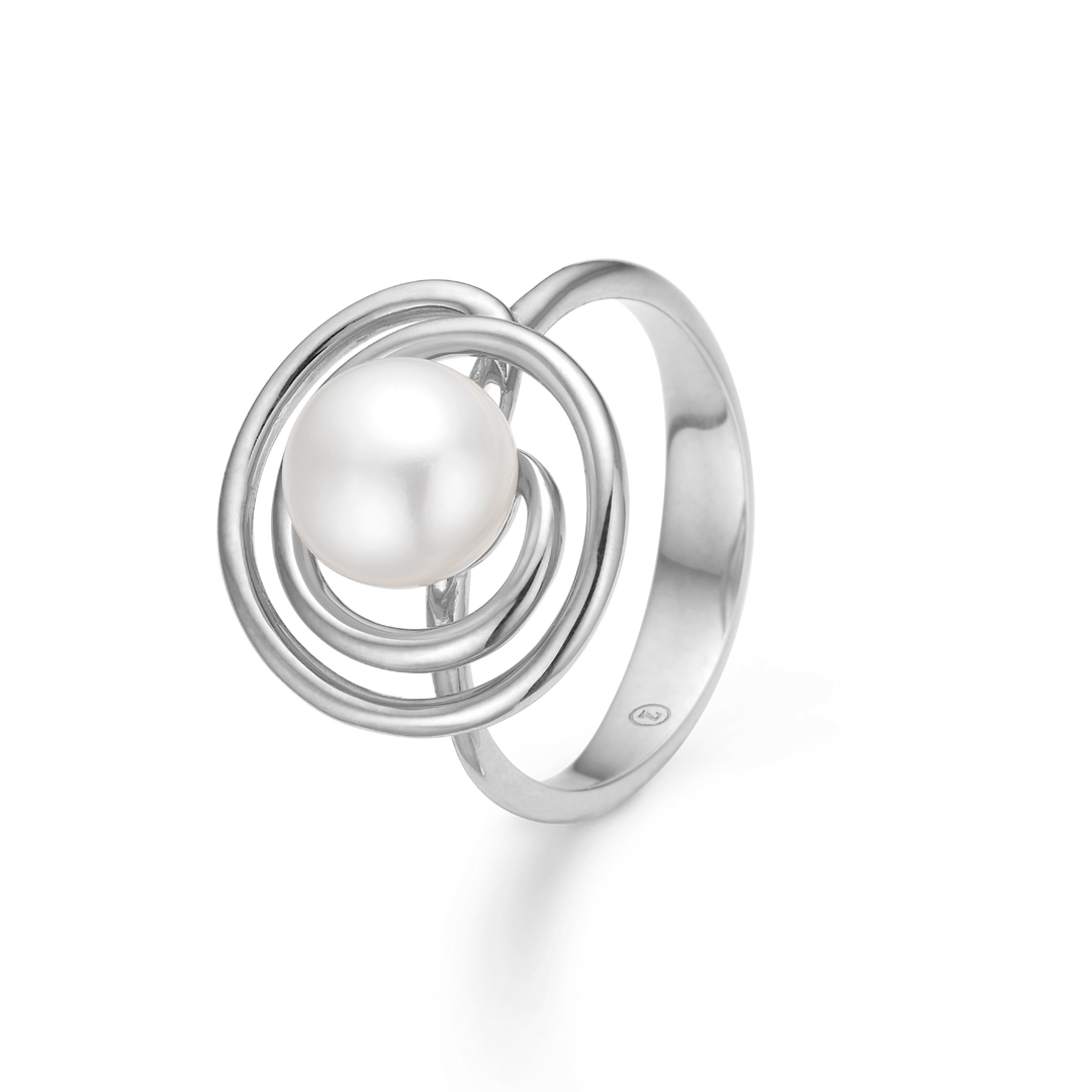 Mads Z - Swirl ring i sterling sølv med kulturperle - 2143083