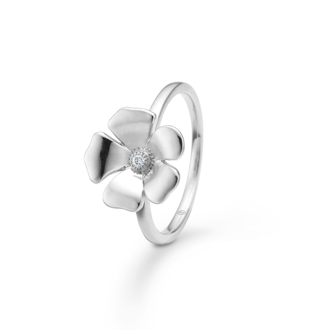 Mads Z - Fleur sølv ring med funklende hvid topas - 2146106