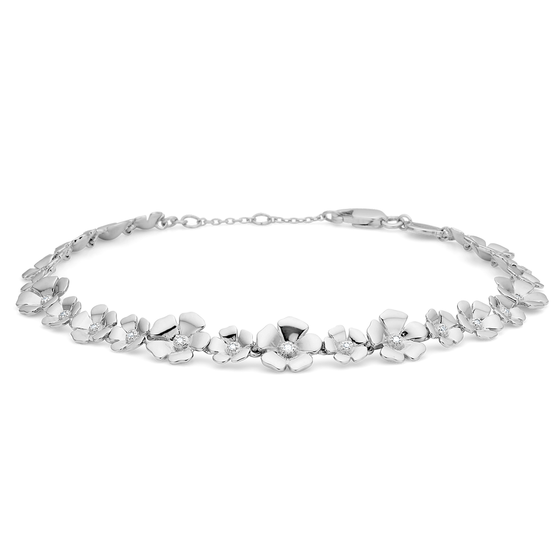 Mads Z - Fleur sølv armbånd med blomster og topas - 2156108