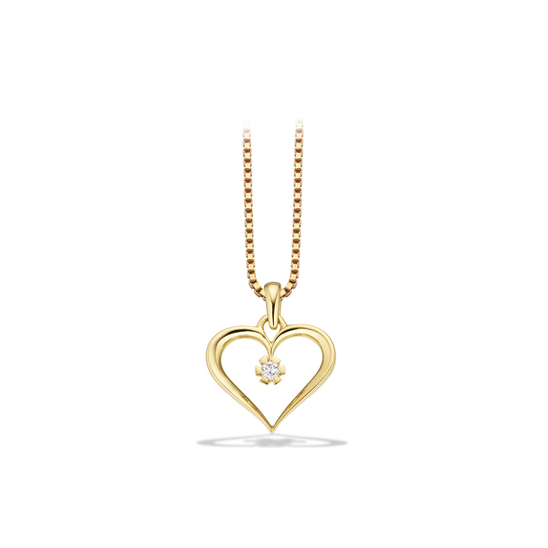 Vida - Guld hjerte vedhæng med diamant 0,03ct - 2823,03