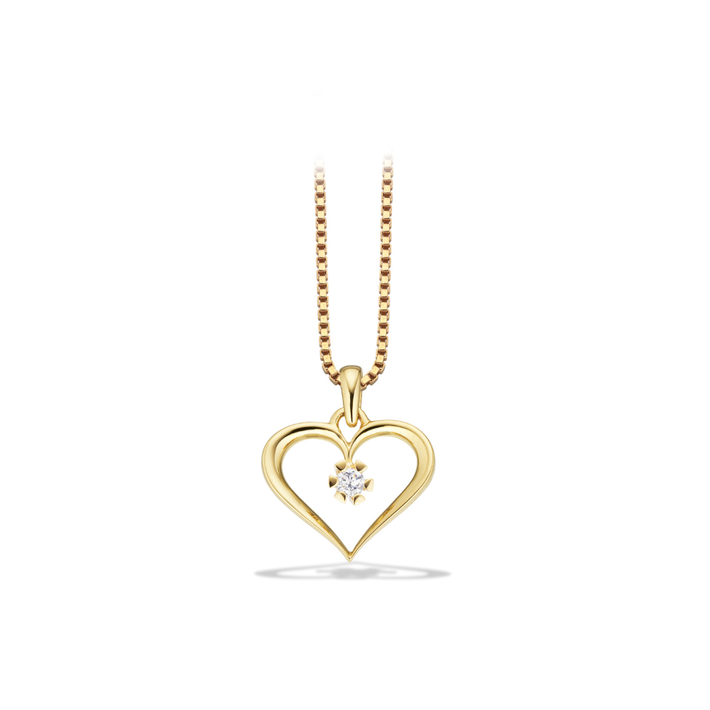 Vida - Guld hjerte vedhæng med diamant 0,05ct - 2823,05