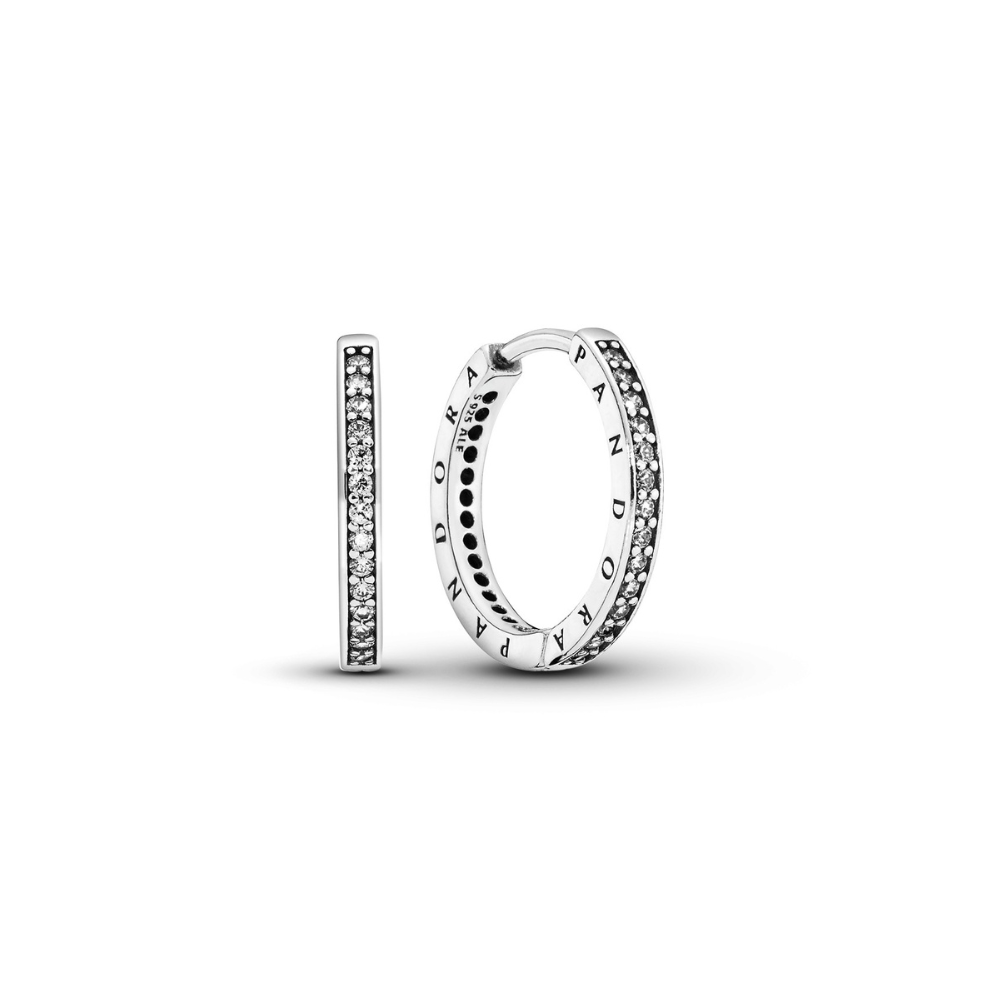 Pandora - Sølv Creoler med sten, 17mm - 290558cz