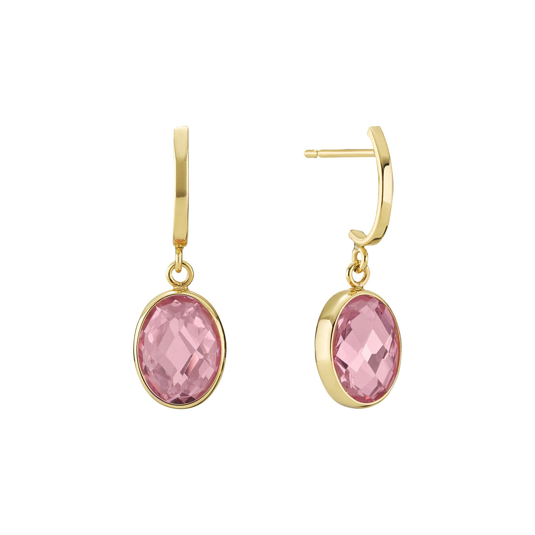 Lund Copenhagen - 8kt guld øreringe med pink sten - 3091243-4-55