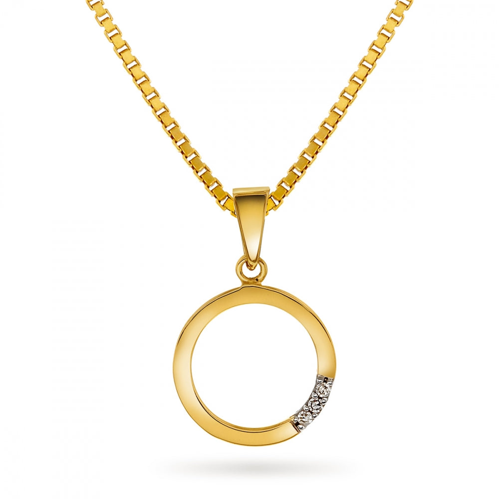 Arne Nordlie - 14kt vedhæng med diamanter og forgyldt kæde - 52460