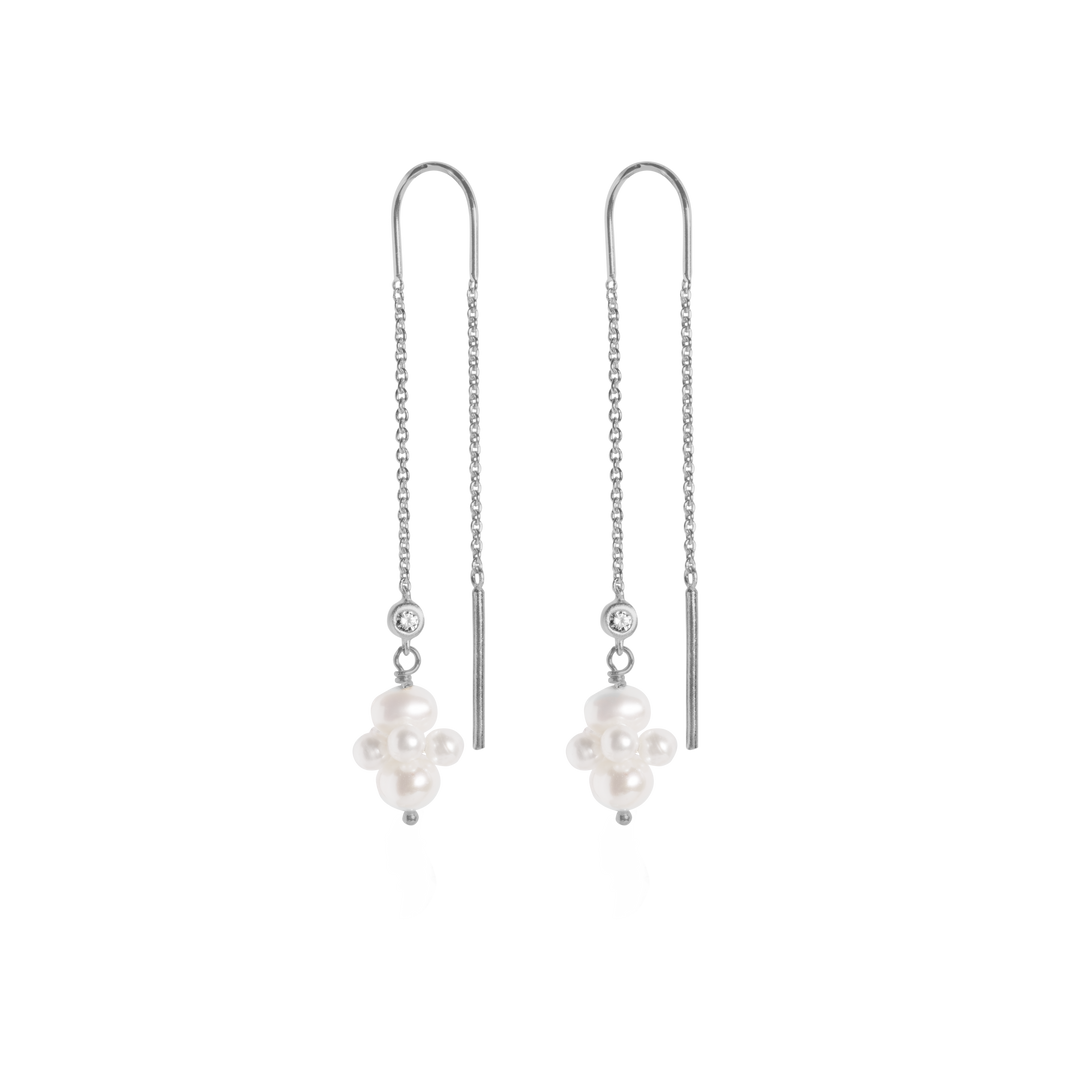 byBiehl - Pearl cluster hænge øreringe i sølv - 4-1509wp-r