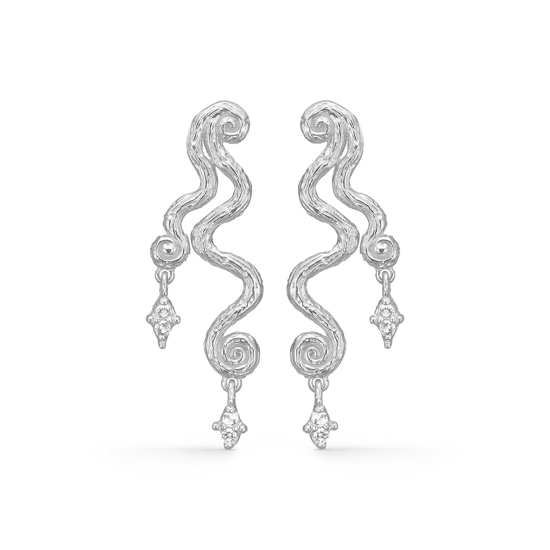 Studio Z - Wave sølv øreringe med sten - 7117856