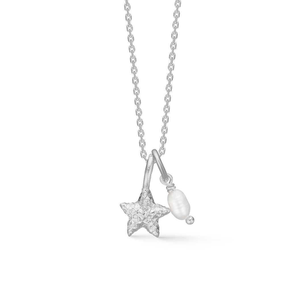 Studio Z - Starfish Lustre sølv halskæde med søstjerne og perle - 7123903