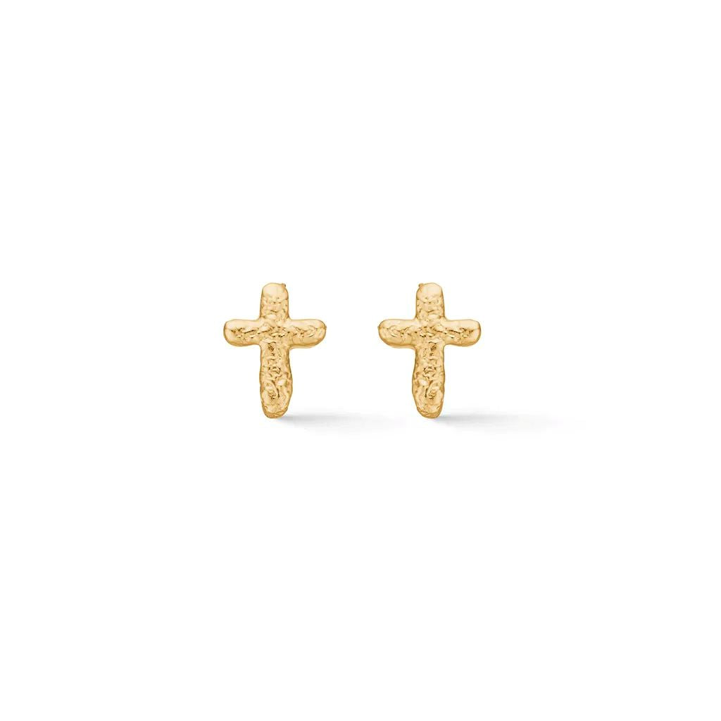 Studio Z - Faithful Cross ørestikker forgyldt sølv - 7210358
