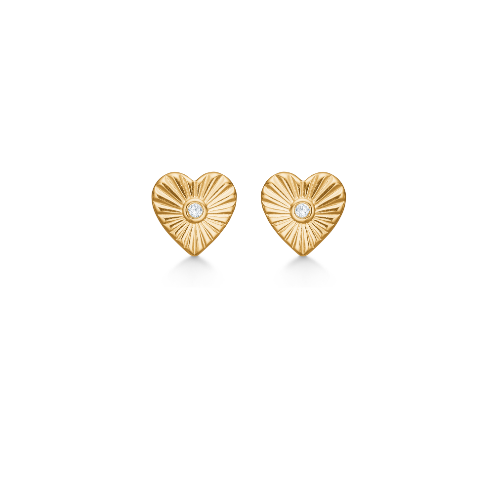 Studio Z - Starlit Heart ørestik i forgyldt sølv med sten - 7217384