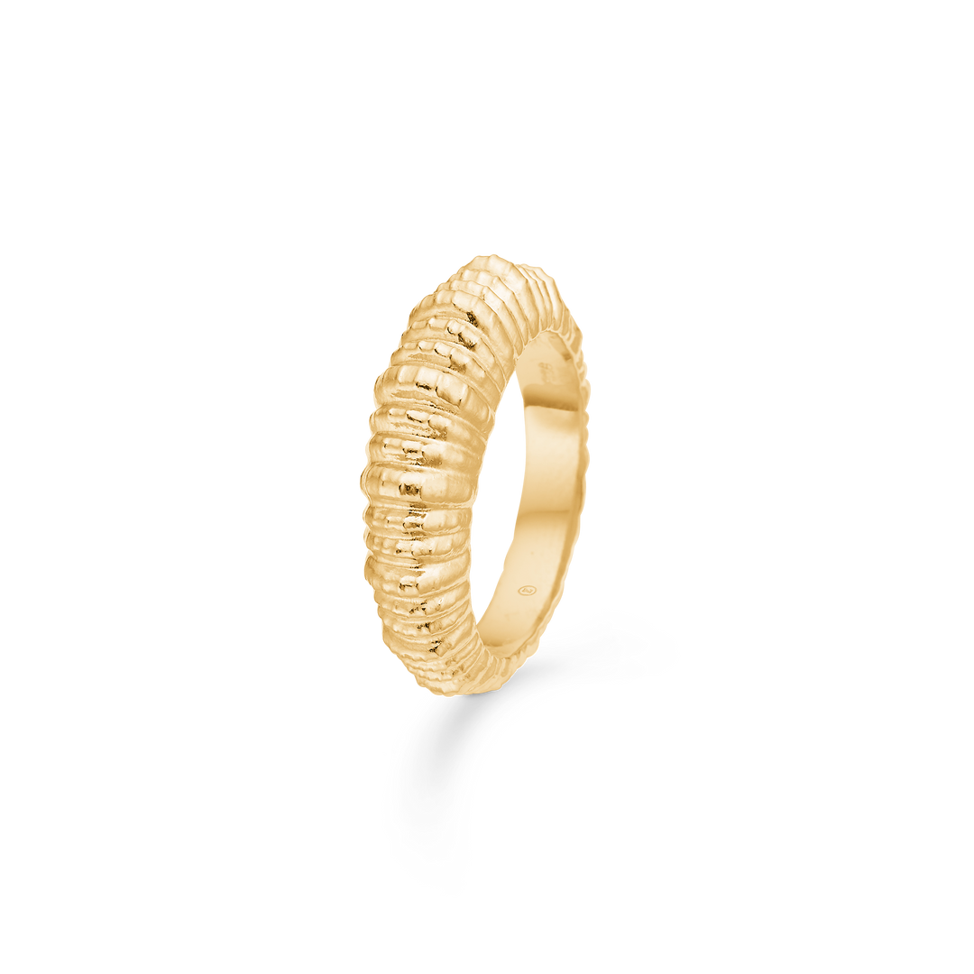 Studio Z - Seashell Secrets smal sølv forgyldt ring med mønster - 7240907