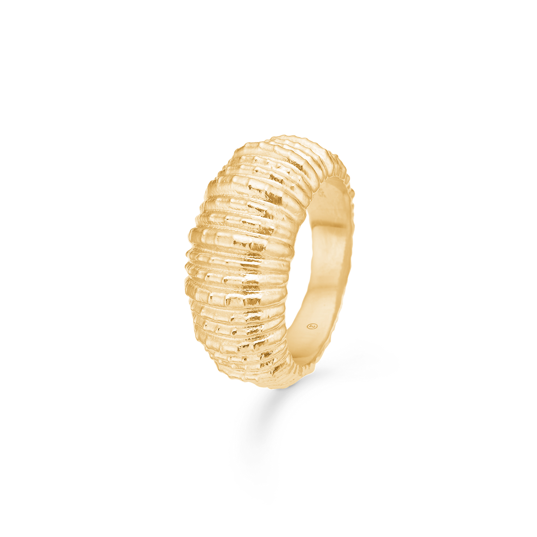Studio Z - Seashell Secrets forgyldt sølv ring bred med mønster - 7240908