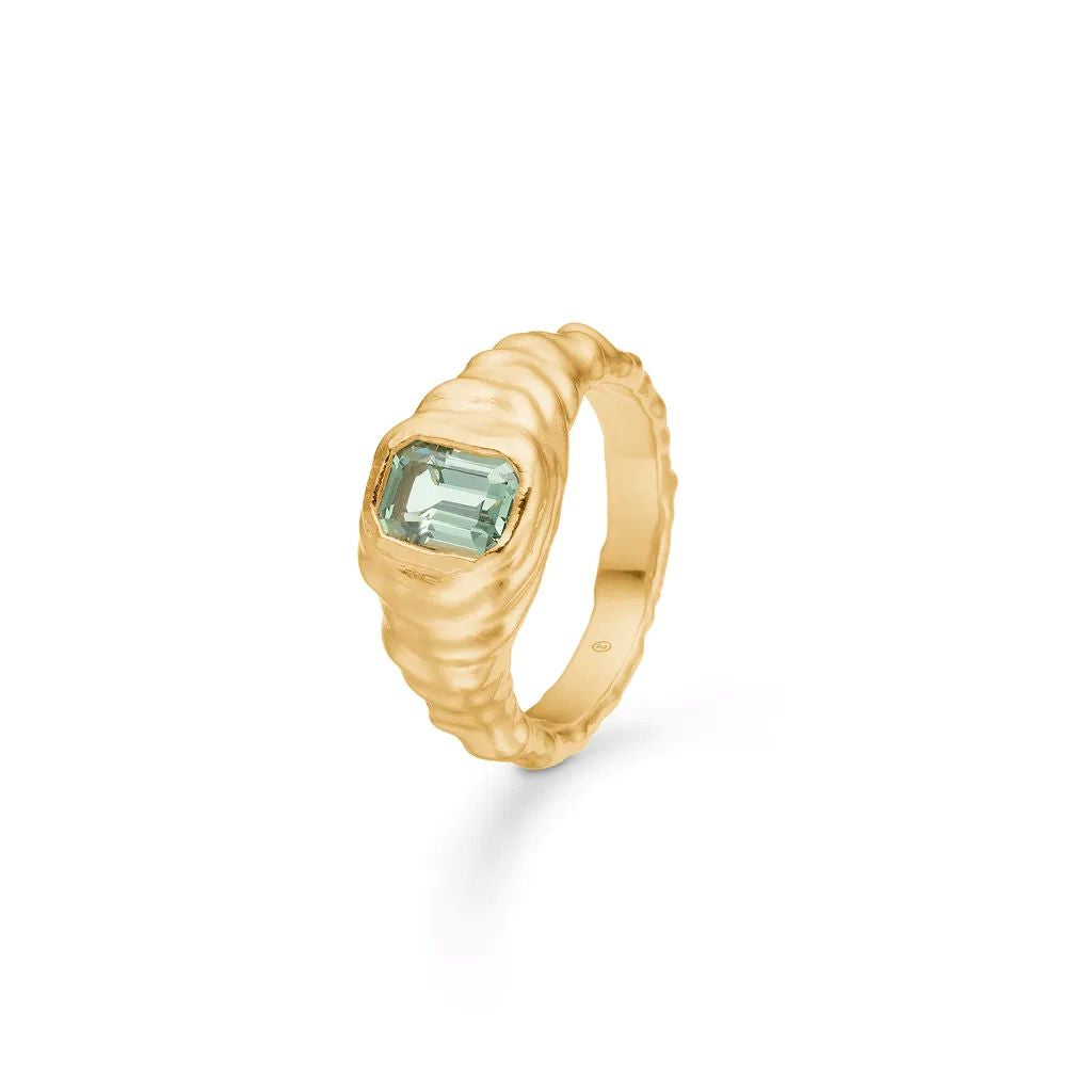 Studio Z - Icicle sølv forgyldt ring med grøn sten - 7247937
