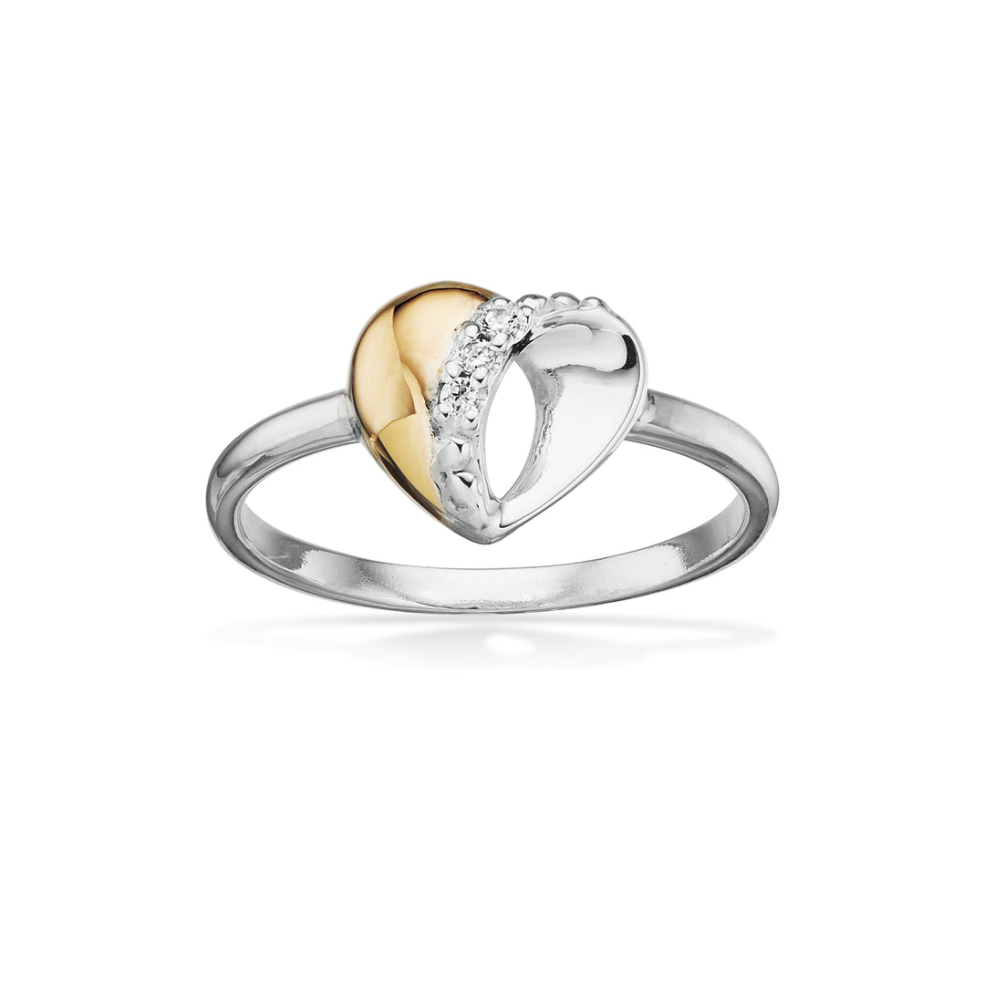 Scrouples - Hjerte ring i sølv og guld med sten - 728892