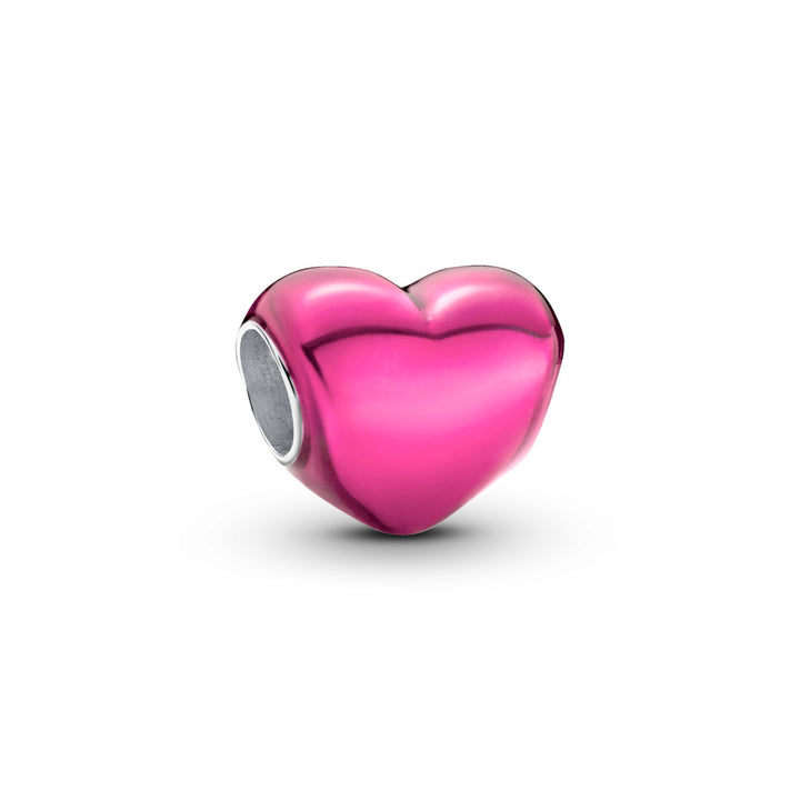 Pandora - Metalisk Pink hjerte med emalje - 793337c03