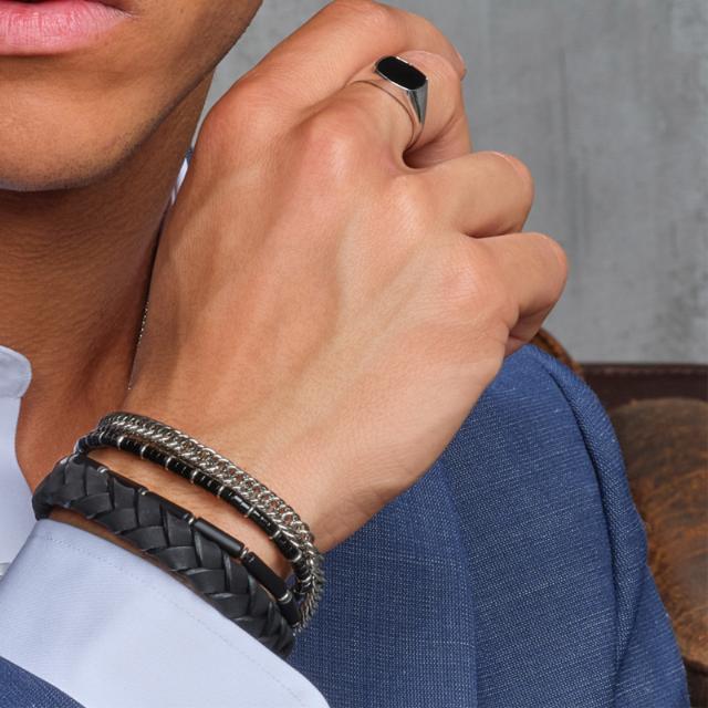 Nordahl - Flettet armbånd i sort læder - 809702391