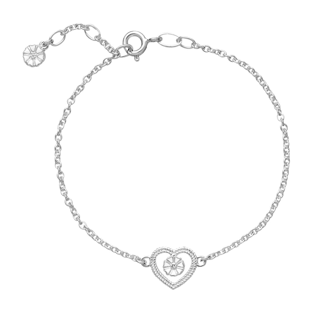 Lund Copenhagen - Sølv armbånd med hjerte og marguerit - 9015064-H