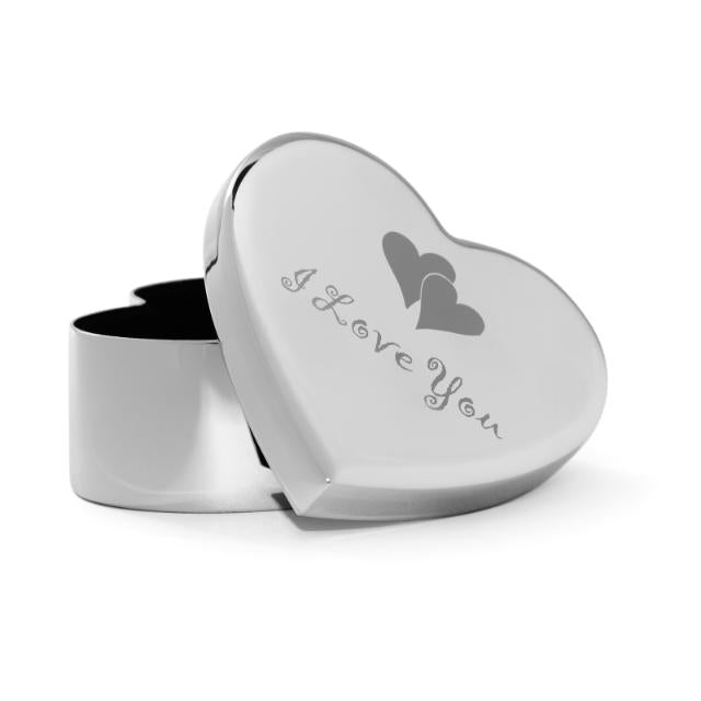 Noa Kids - "I Love You" hjerte smykkeskrin i forkromet, 7x7cm - 97015483476