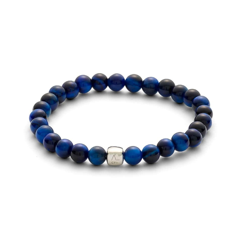 Alexander Lynggaard - Armbånd med blå tigerøje sten, 6mm - c00780