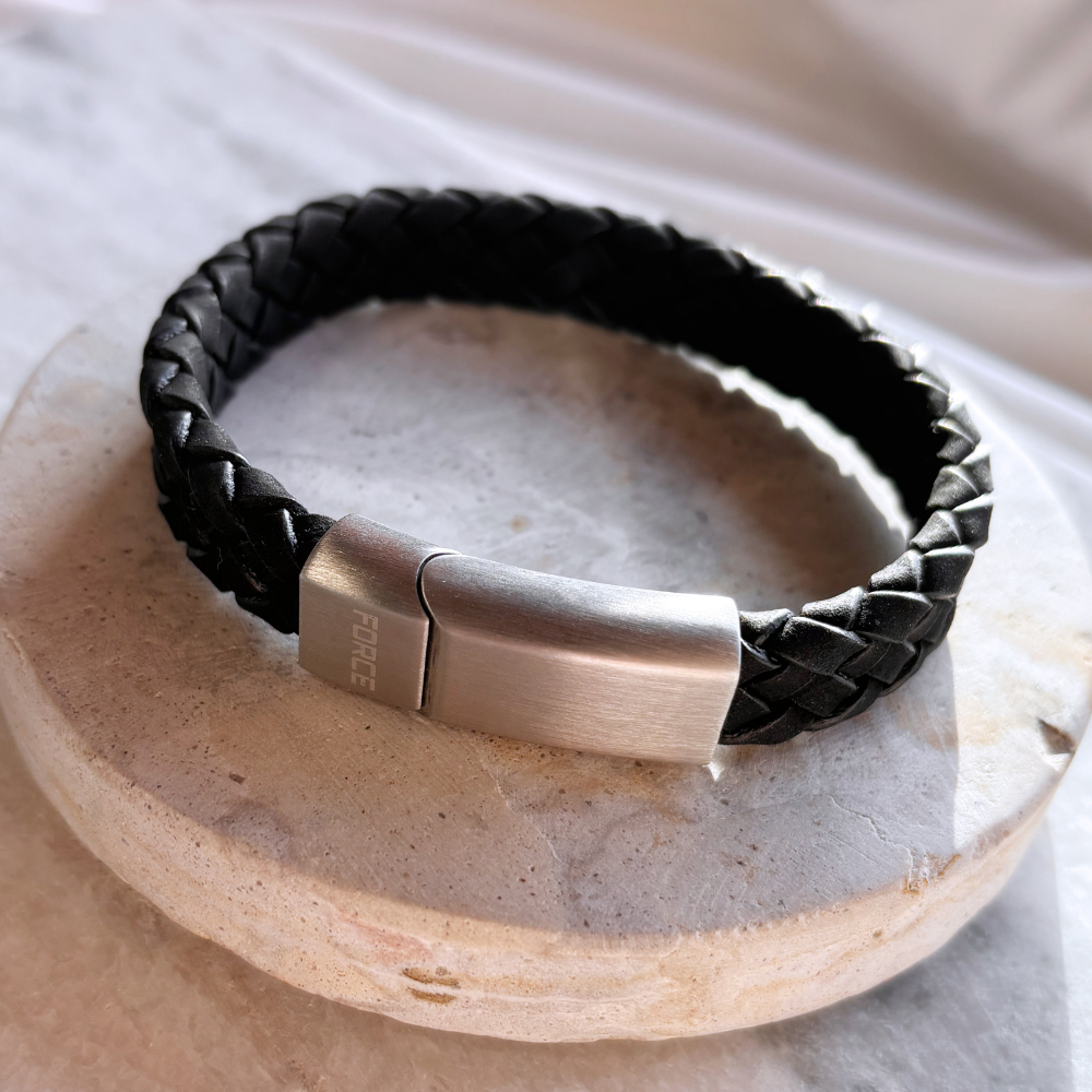 Scrouples - Herre armbånd i sort flettet læder - 03701a,m