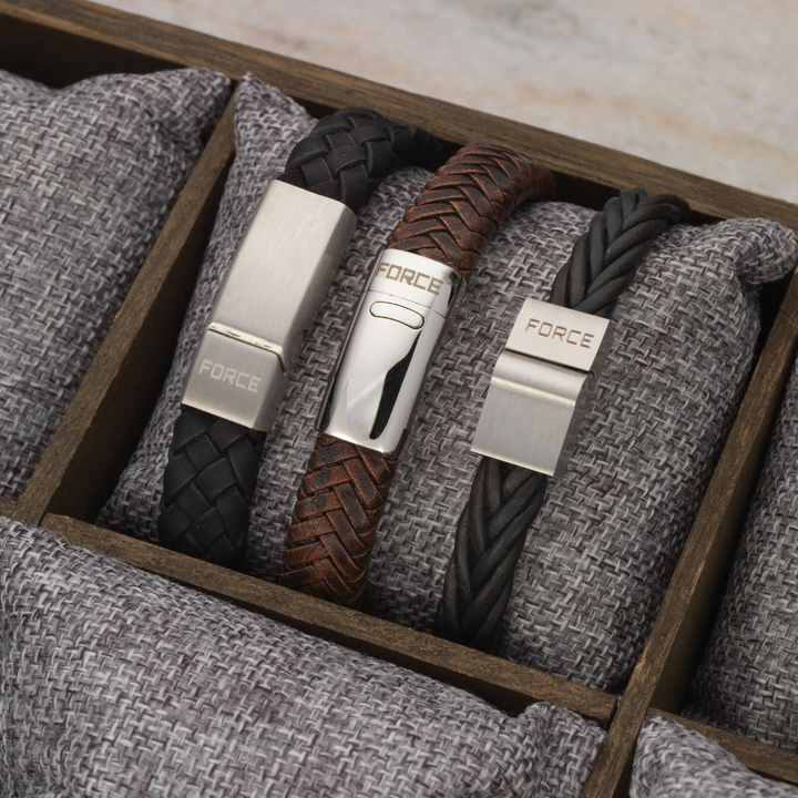 Scrouples - Herre armbånd i sort flettet læder - 03701a,m