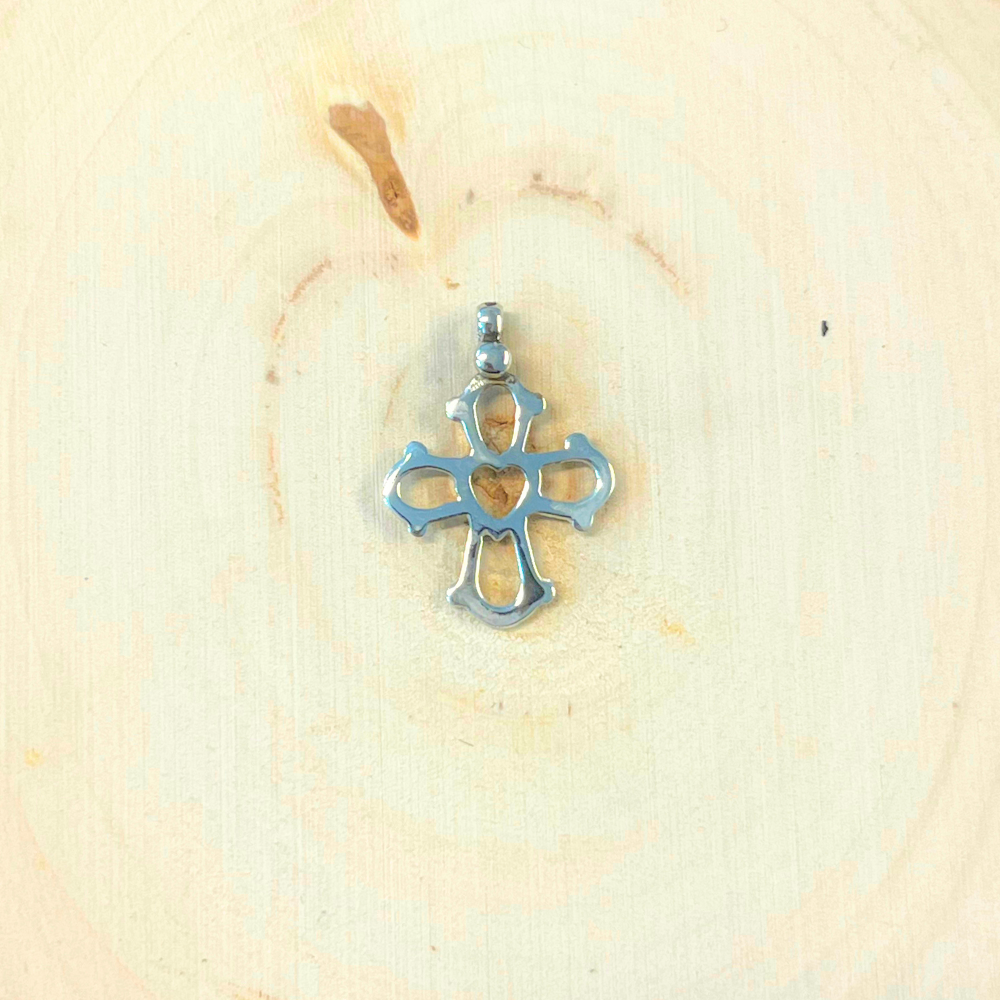 Klaus Gønget - Dagmarkors i sølv med hjerte, 17x15mm - 1715925s