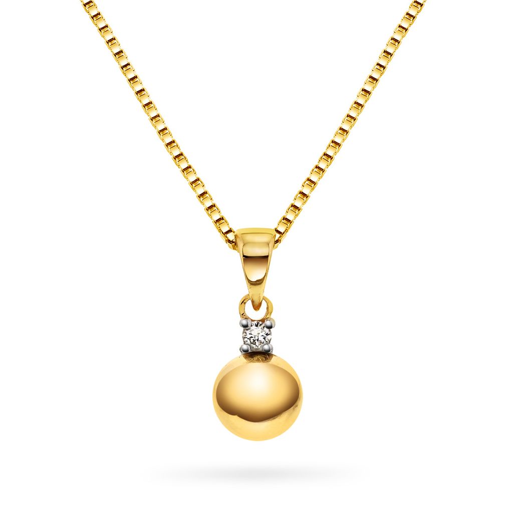 Arne Nordlie - 14kt guld vedhæng med diamant og forgyld kæde