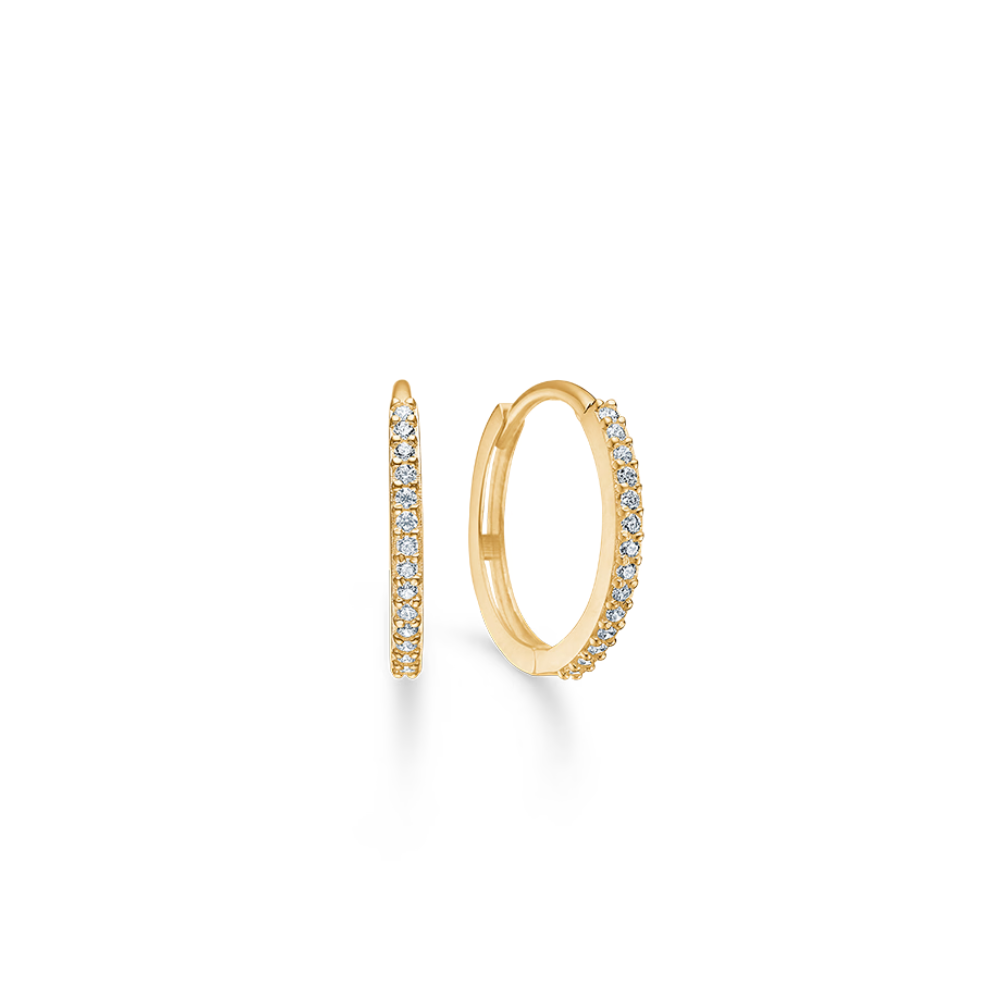Mads Z - Sparkle 8kt. guld ørecreoler med sten, 13mm - 3317167