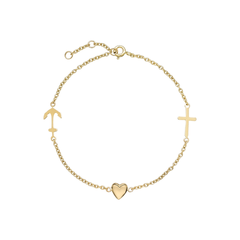 Lund Copenhagen - Guld armbånd i 8 karat Tro, Håb og Kærlighed - 3011258