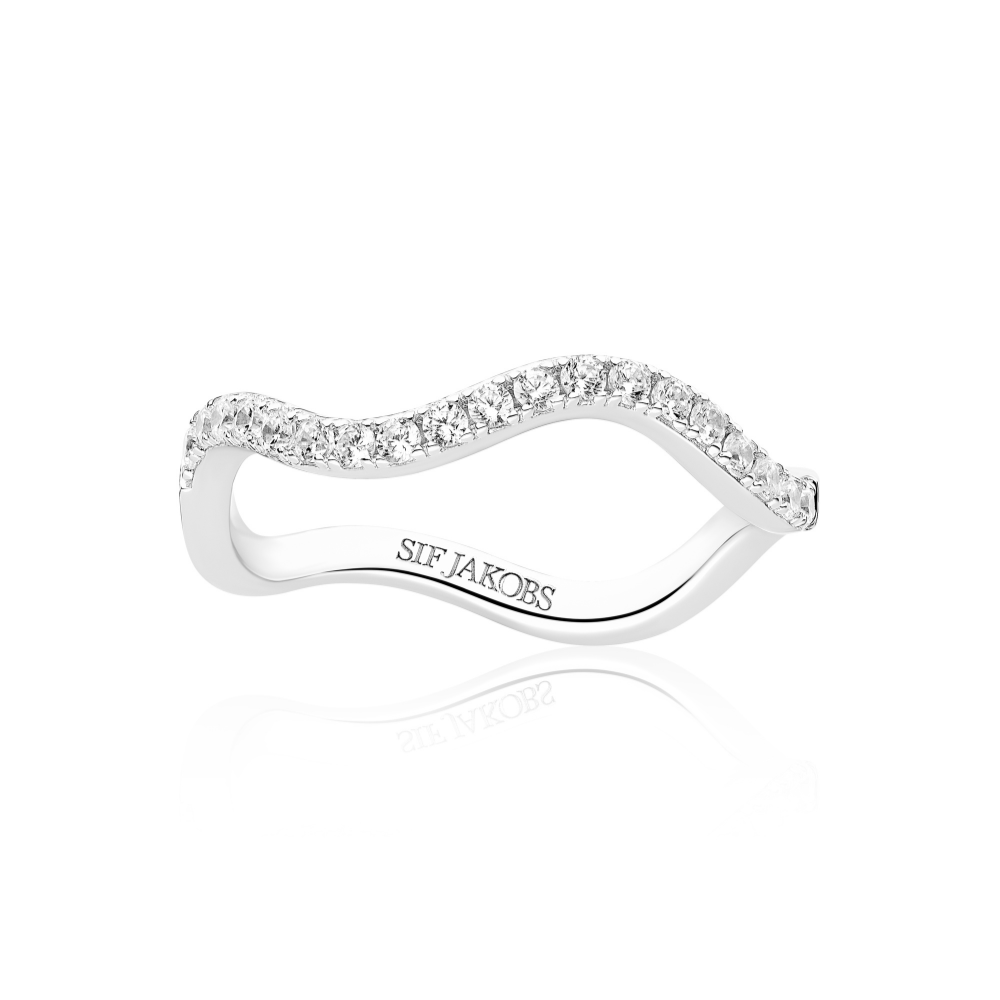 Sif Jakobs - Ellera wave ring i sterling sølv med sten - r3869-cz