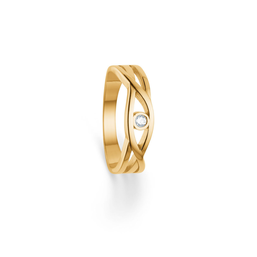 Randers Sølv - 14 karat guldring med 0,05ct diamant - 502808fb