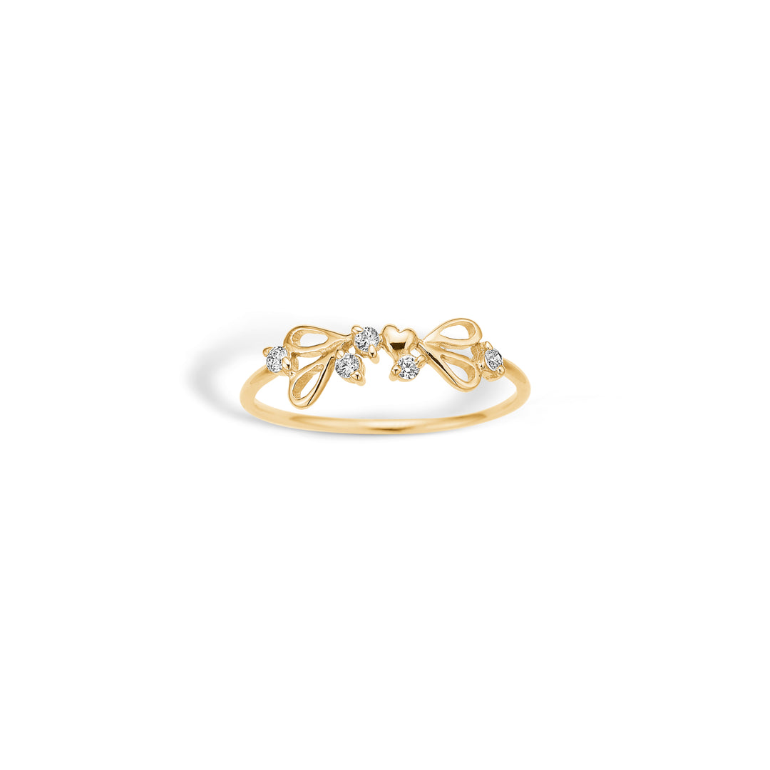 guld ring 8 karat hjerter sten blossom