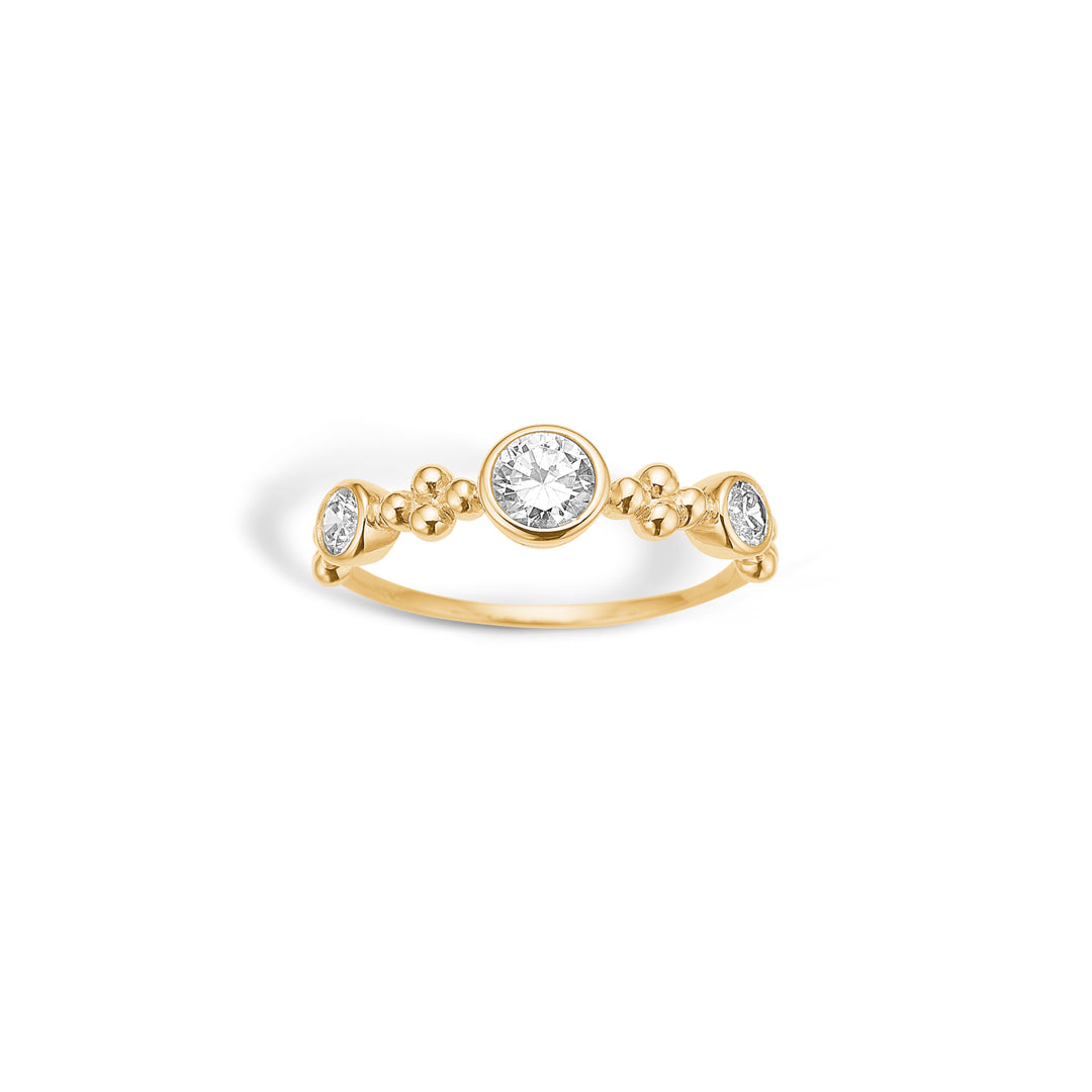 guld ring 8 karat sten hvide blomster blossom