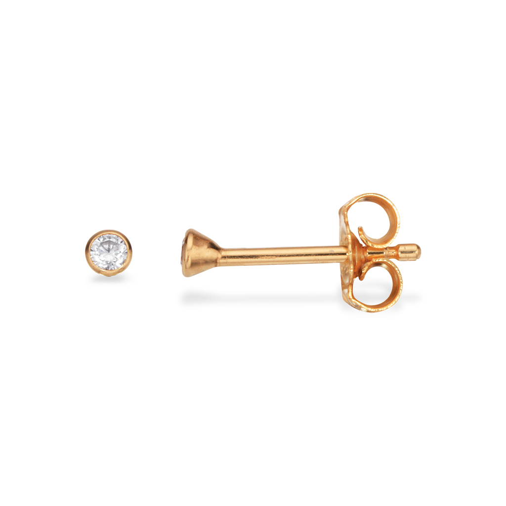 Scrouples - 14 karat ørestik med sten, 2mm - 112015