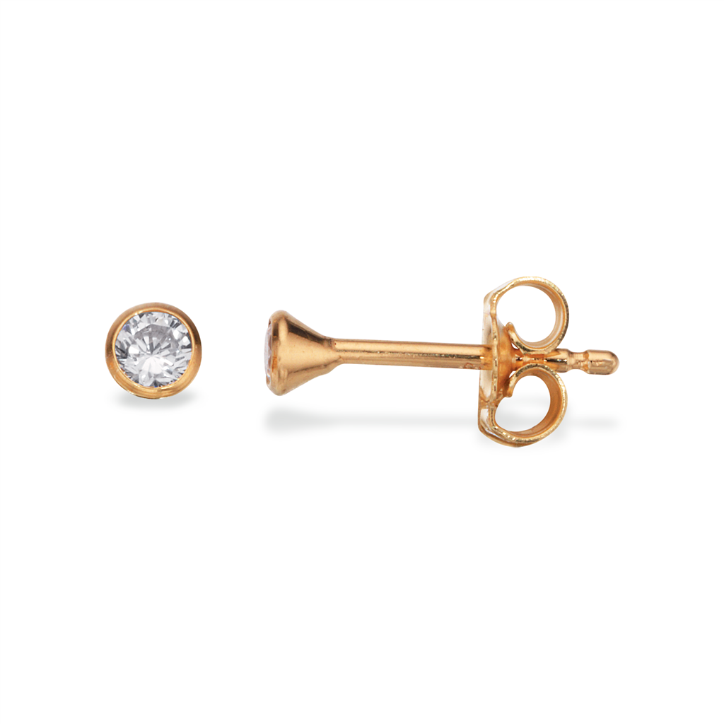 Scrouples - 8 karat guld ørestikker med sten, 3mm - 112033