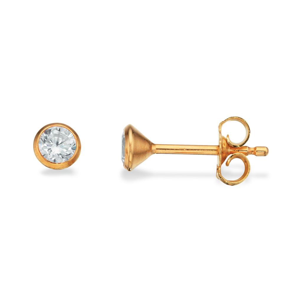 Scrouples - 8kt guld øreringe med zirkonia sten, 3,5mm - 112043