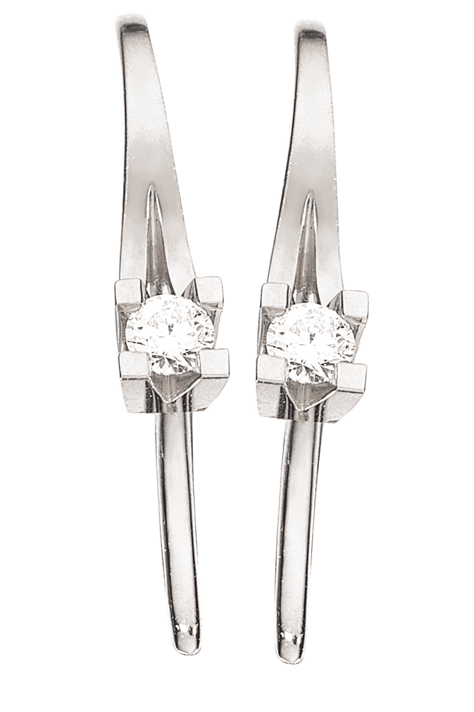 Kleopatra - 14 karat hvidgulds ørebøjler med 0,10 ct. diamant - 1126,10