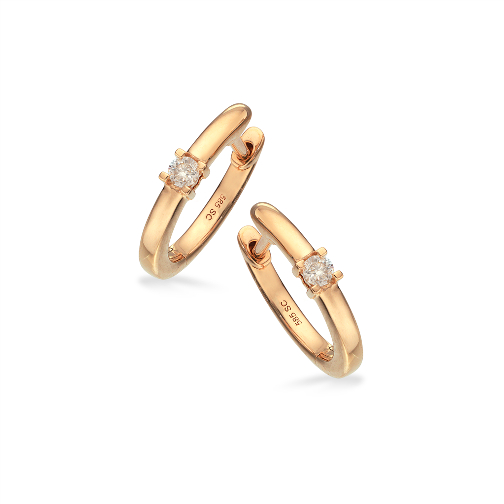 Kleopatra - 14 karat guld clip creoler med diamanter, 0,07ct - 1145,07