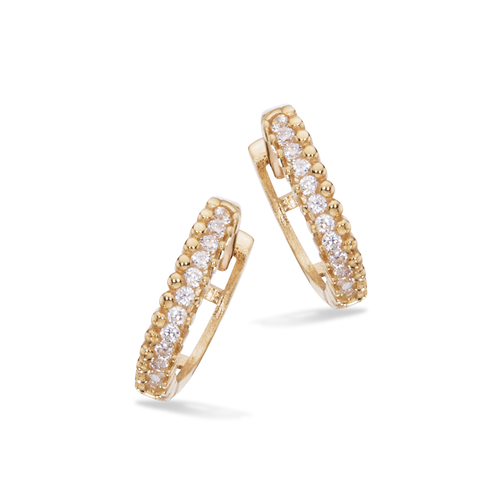 8 karat guld creoler med sten af zirkonia. Creolerne er fra Scrouples .