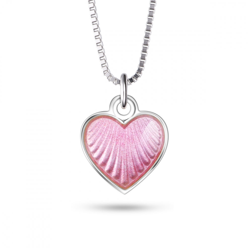 Pia&Per - Børne halskæde med pink emalje hjerte - 11701