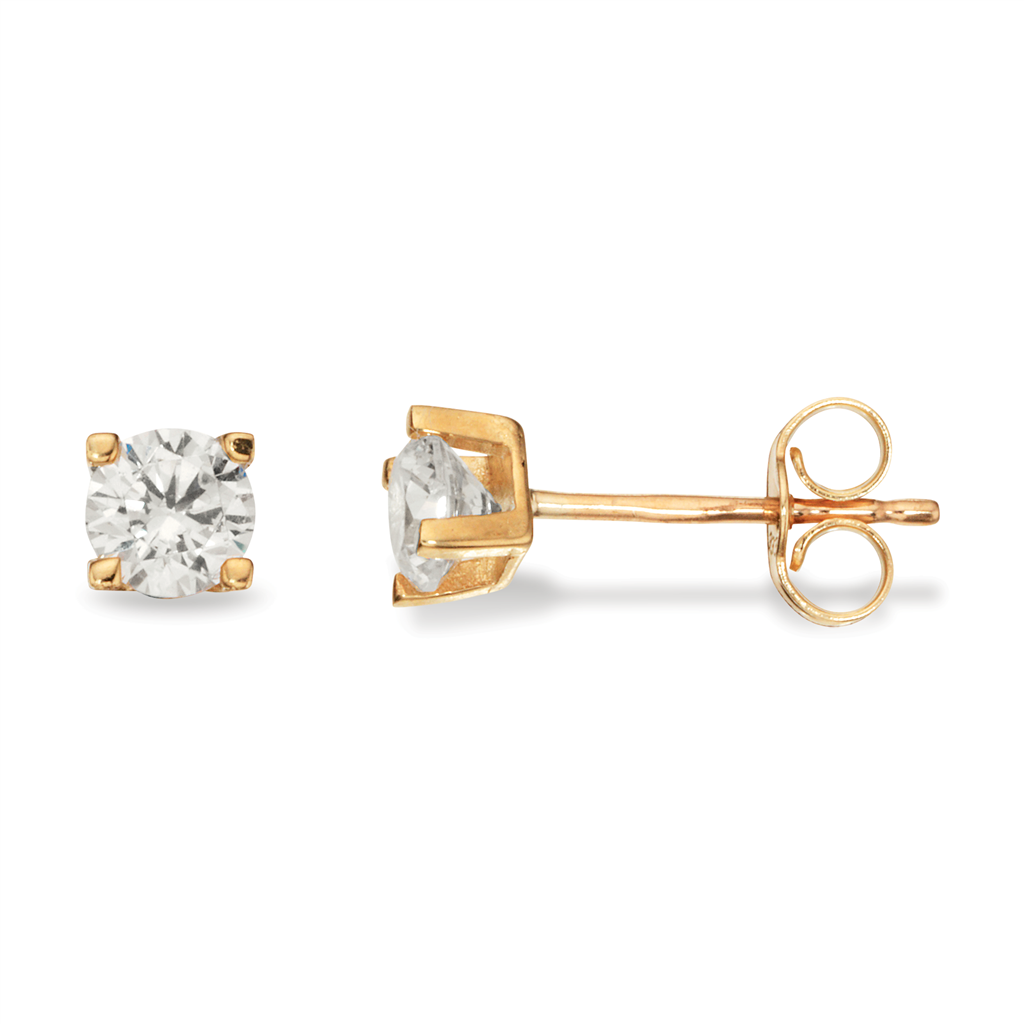Scrouples - 8 Karat guld øreringe med sten, 4mm - 118173