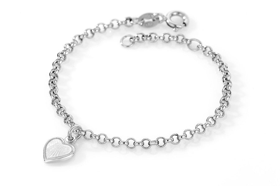 armbånd til børn med hvidt emalje hjerte - 2250503