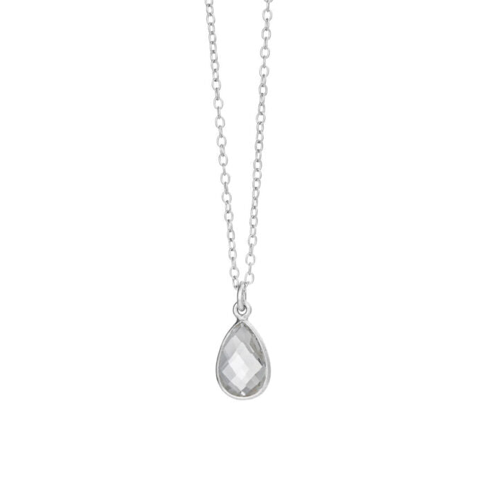 SFB - Sølv halskæde med klar krystal vedhæng - 1409-1-110