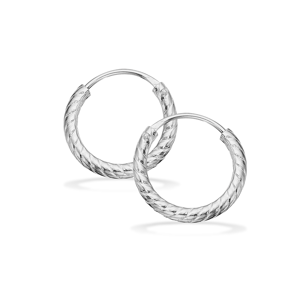 Scrouples - Snoet sølv creoler, 14 og 18mm -152022/32