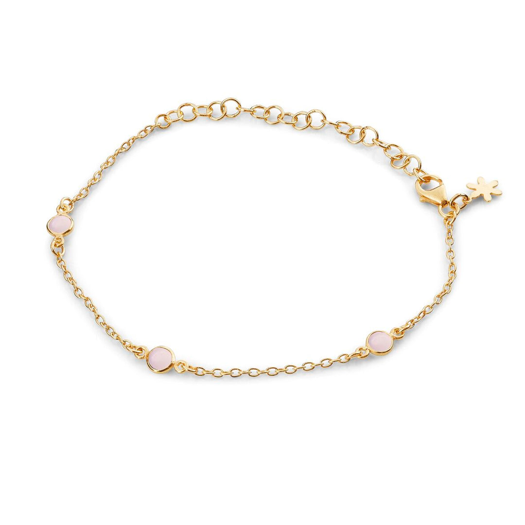SFB - Armbånd i forgyldt sølv med lyserøde krystaller - 1585-2-112