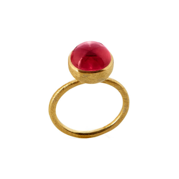 SFB - Forgyldt sølv ring med Pink krystal - 1678-2-183